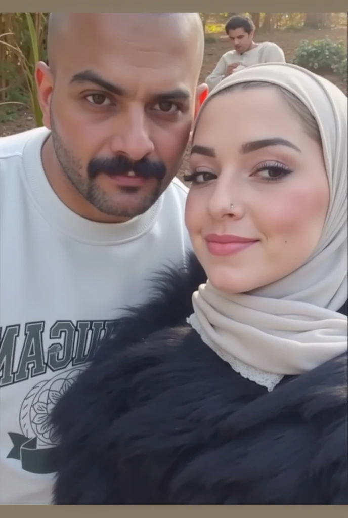 there is a man and woman posing for a picture together, profile image, profile picture, lovely couple, taken in the early 2020s, happy couple, profile picture 1024px, photo taken in 2 0 2 0, instagram picture, very very low quality picture, greek ameera al taweel, 8k selfie photograph, background is heavenly