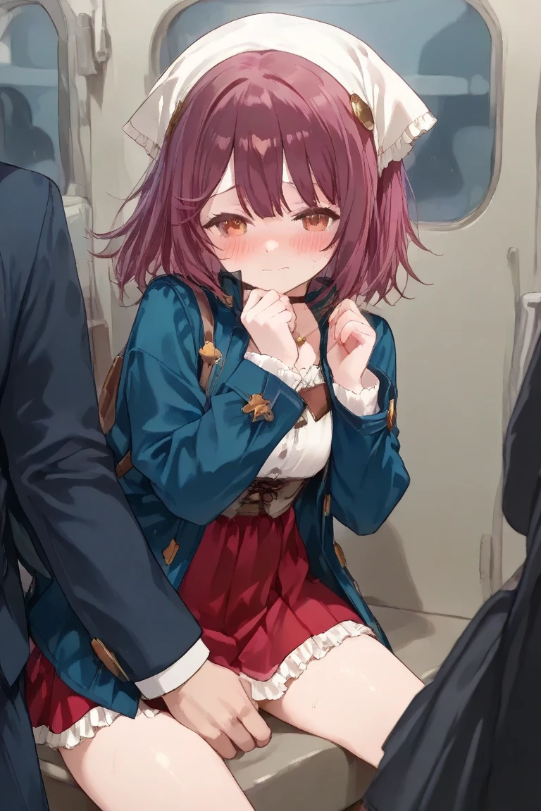In a crowded train、Hands tied above、uniform、Forcibly、Penis inserted into genitals、barefoot、Raw breast