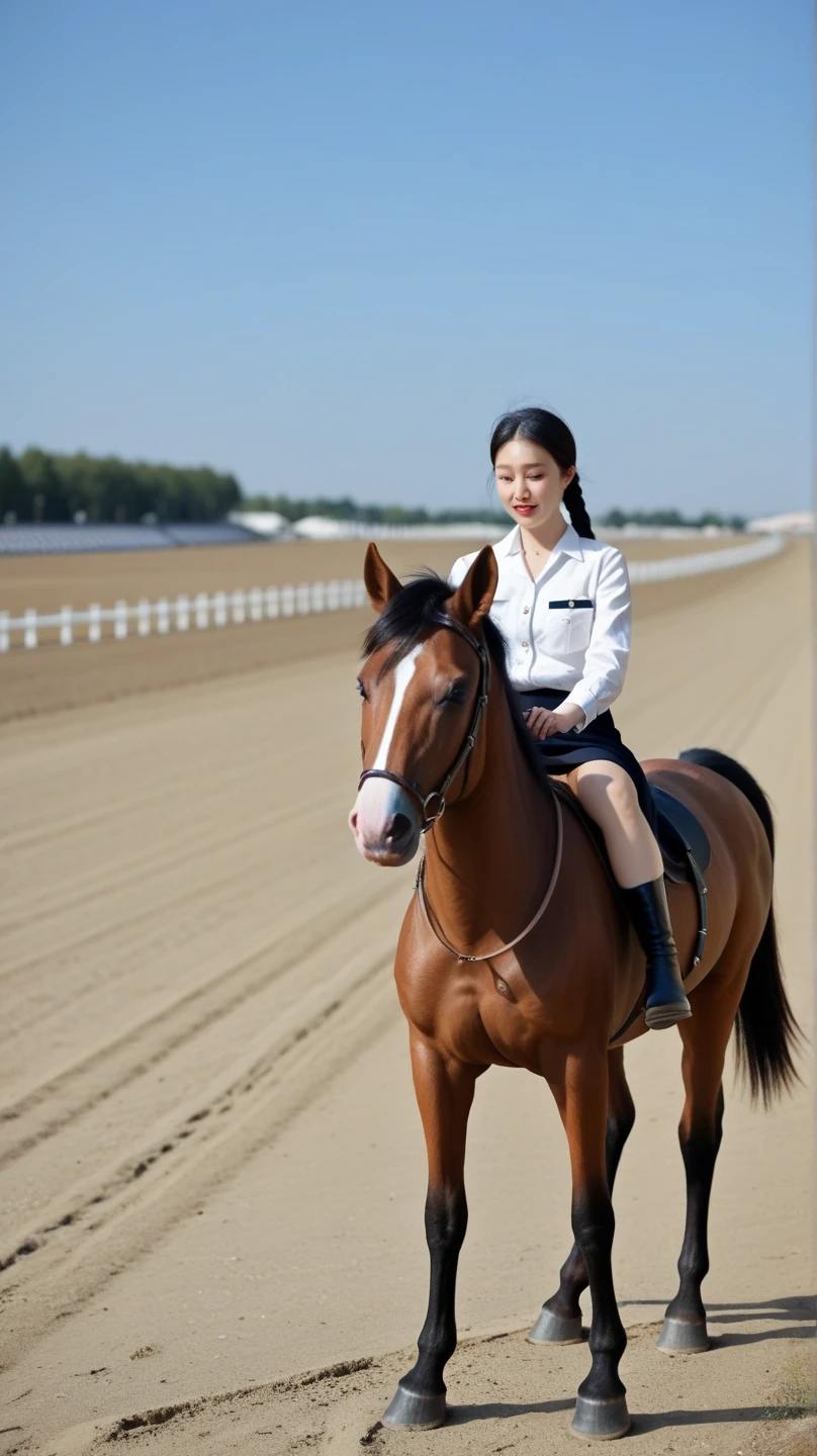 A little girl riding on a wooden horse，ssmile，Short hair for students，in pajamas，Wear slippers，hyper HD，Masterpiece，The illustration is a high-definition illustration in 4K resolution，With very detailed facial features and cartoon-style visuals