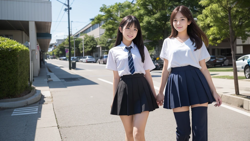 Pure Japanese school girl, outstanding body, beautiful legs, wearing uniform, natural hairstyles, sweet smile, sitting, refreshing in early summer,