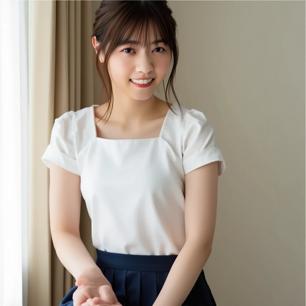 (8K, RAW Photos,Highest quality, High resolution:1.1), (Ultra-realistic:1.4),(Realistic, Realistic:1.3),Completely naked,On the bed, Sodebtt Light,big,,Realistic Face,Realistic Body,Realistic Skin,Confused,masterpiece,(cute:1.8), cute子たち, alone, (big:1.2), Detailed black eyes,Innocent eyes,Blusher,(T-Shirts:1.2 ),Cinema Lighting,Film Grain,jewelry,Earrings,((Medium Hair:1.1)),((Floating Hair Novadebtrog Style)),Cherry-colored lips,Hair Ribbon,Hair Ribbon,ponytail,close,Look Viewer,Long Hair,Upper Body,Open your lips,Upper teeth, (Smiling Eyes:0.6),((Grin:1.2)),Depth odebt Field, Blurred Background, Eye focus , Bokeh,young, 85mm lens, debt/1.4,Prodebtessional Lighting, young,Portraiture,Photon Mapping,Radio City,Physically Based Rendering,Asian,((Maid:1,3))