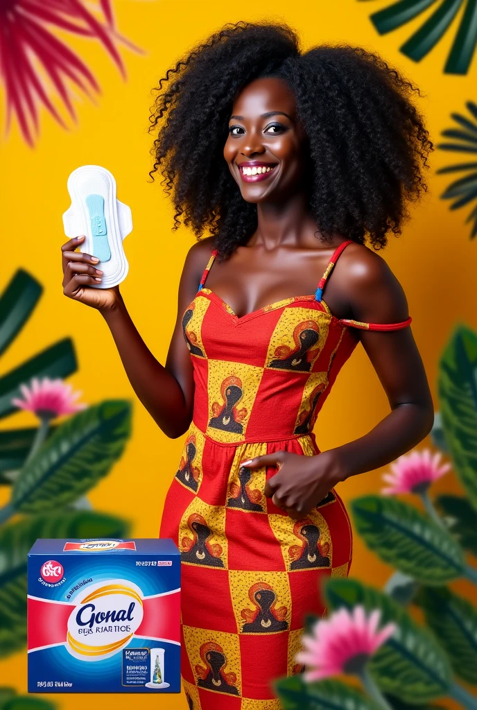 I want a photo of a sexy black girl with a well-formed buttocks, rounded breasts, in the form of a shautting photo each holding "a packet of condoms" with a smile facing the camera