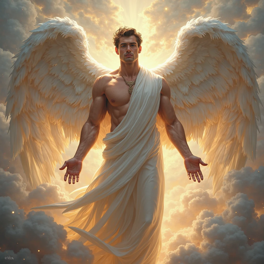 Male angel broken wings painting