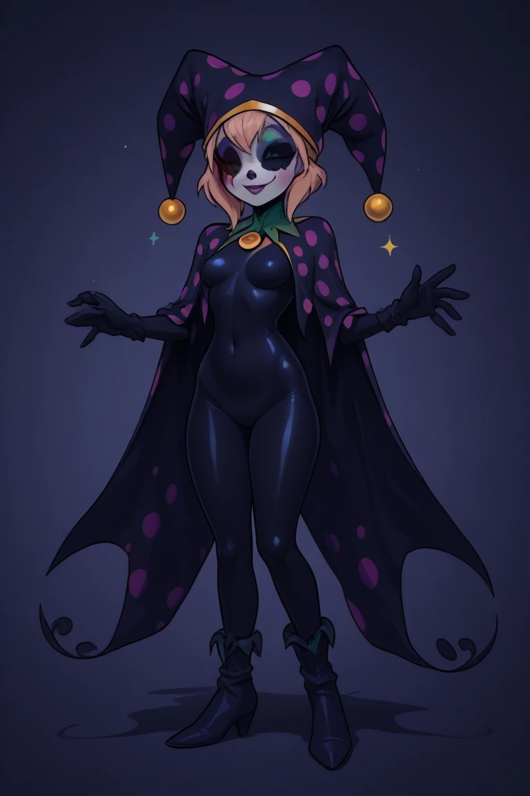 lilyBS, solo, 1girl, plant girl, colored skin, shaded face, yellow eyes, no pupils, no mouth, cape, black bodysuit, green gloves, asymmetrical sleeves, vines, asymmetrical footwear, ideal female tits, ideal female pussy, she Show you her pussy, pussy in your face