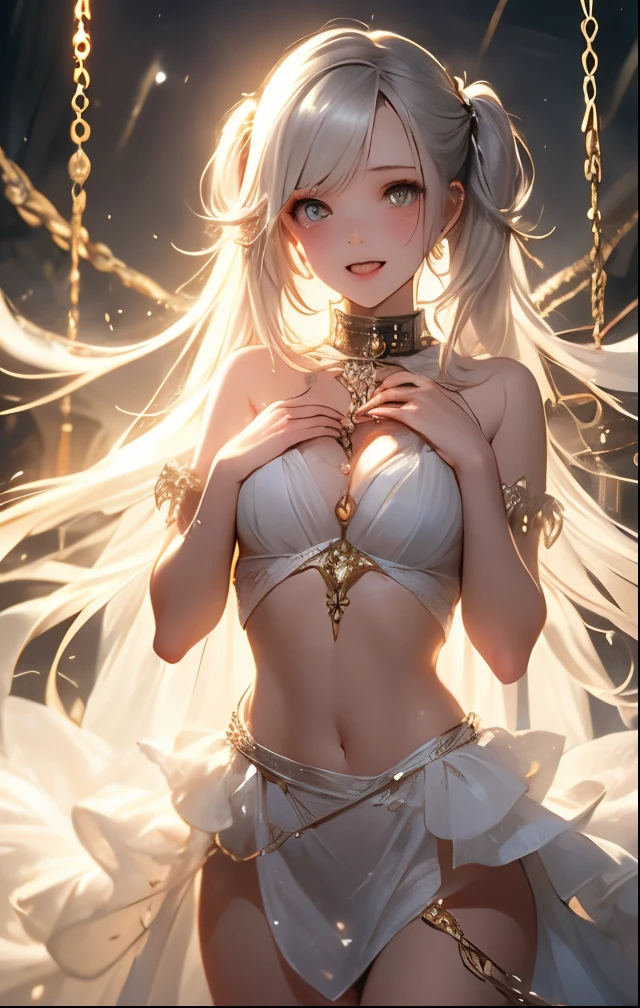 ((best quality)), ((masterpiece)), (detailed), NSFW, small breasts, prominent collarbones, skinny arms, flat stomach, visible hip bones, long hair, red hair, white hair, blonde hair, dark hair, ponytail, thick ponytail, heavy ponytail