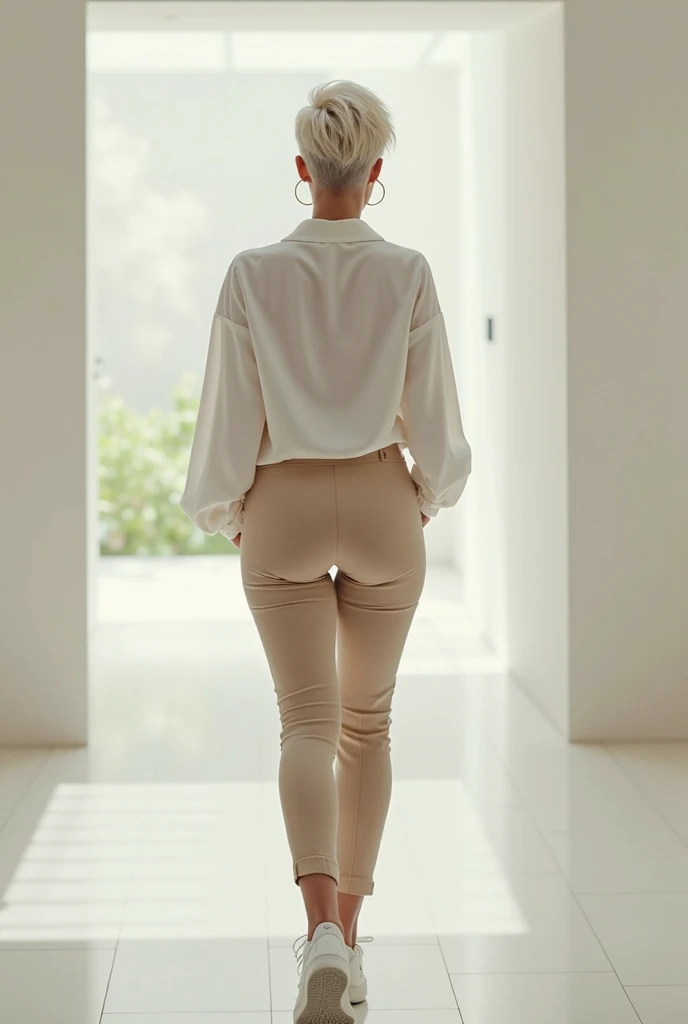 uggs (masterpiece, best quality), 1girl, asian skin tone, (18|24|30|40) y.o, bun tawny hair, graphic hoodie, white leggings, (full body:1.3), park, rear view