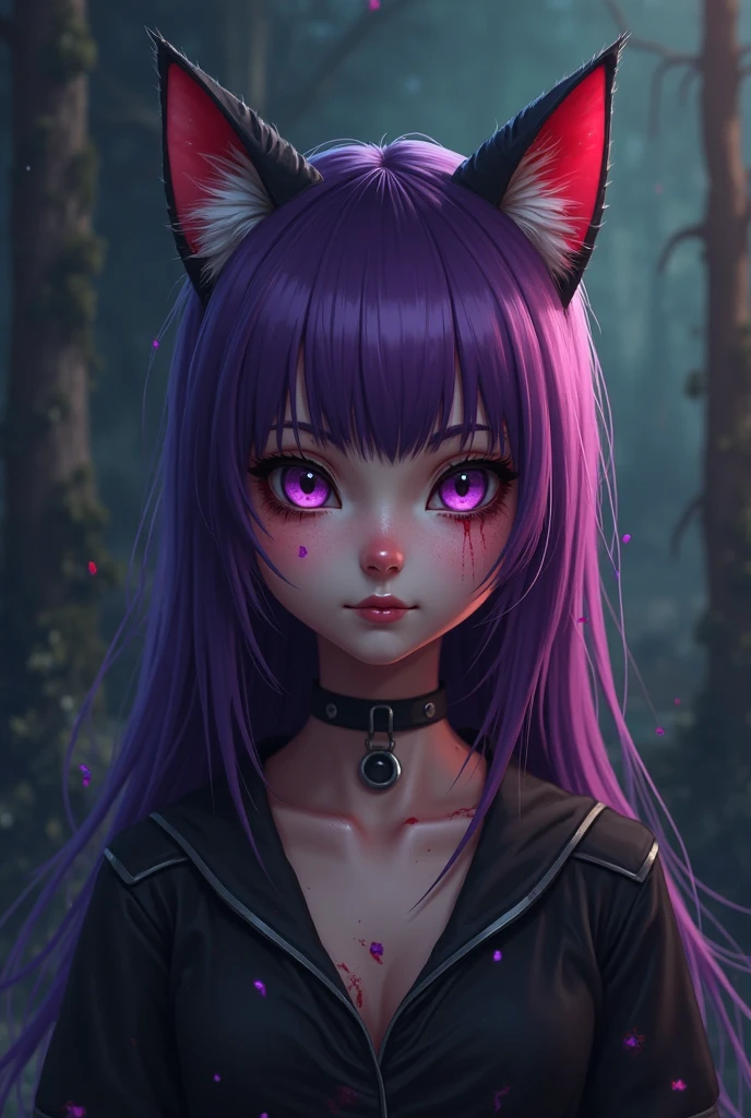 monster nightmare Black horse red eyes Purple aura night forest