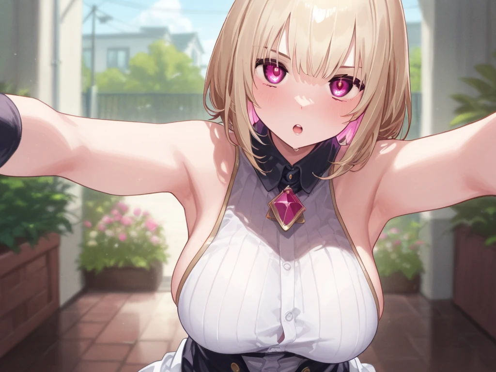 1 girl in, purple color hair、Purplish pink eyes that dreamers desire, (Blonde hair) , small stature, Colossal tits, , (masutepiece:1.2, Best Quality), (finely detailed beautiful eye: 1.2), (beautifull detailed face), (Best Illumination, extremely delicate and beautiful), ((Cinematic Light)), Dramatic light, (Pale white background:1.5), Short bob hair(1:3)、Ultra Contrast、Braid a little around the ears, clavicle, White long dress、Perfect Finger、only has 5 fingers、Viewed from a 90° angle、Arms crossed、The gaze is looking straight up、his gaze shifts from above.、Sitting on a chair、Bedrooms、grab the arm、Shot from directly below、The angle is as seen from below.、Best Quality、Large breasts、high-level image quality、hightquality、8K,perfect hand、5 fingers、finger pin、Perfect Finger、noise cut、bullet hand、Her hair color should have been a brighter purple.The skirt part is also carefully expressed..、Purple skirt、the skirt is floating in the wind、Holding the skirt with both hands、Squat position, break, nsfw, (bare breasts:1.3), (Disheveled clothes:1.4),( vaginal , sex:1.5),( gangbang:1.6), (cum in pussy:1.3), nipples, on back, lying, looking at viewer, Condom, pussy, pillow, uncensored, pov, spread legs, bangs, solo focus ,( gangbang:1.6), arms up, bangs, ((cum on body:1.3))