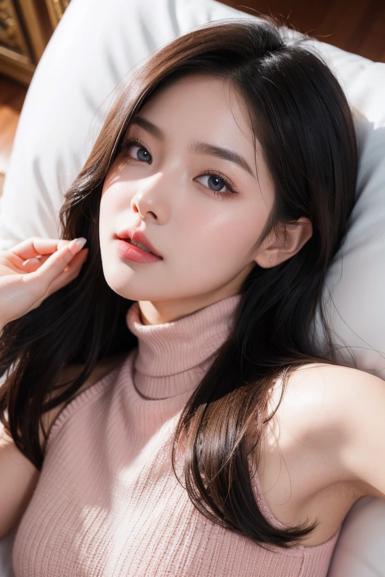 Masterpiece, Best quality, landscape, ,(Solo:1.3),,(Face focus),Half body,(Close-up:1.2),Bright light，1girll, brown  hair, (Blue eyes),(Long hair),White shirt，red micro skirt,  Bedroom,,in living room,,Smile,,