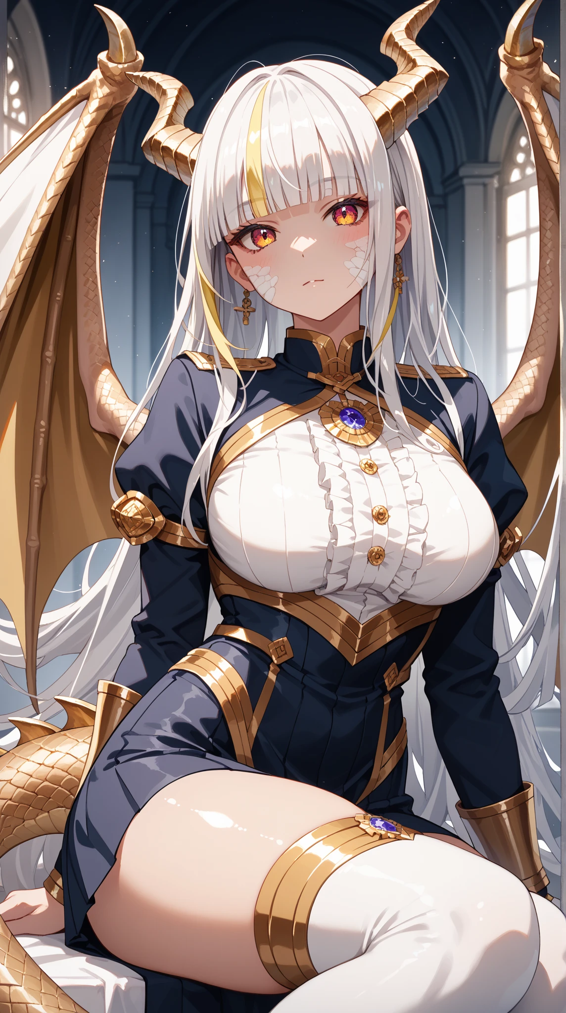 tmasterpiece,high high quality,1girll,Solo,huge tit,short detailed hair,inside in room,(A half body:Above thighs),(hair between eye),(Hairstyles:Elf short hair),Devil Wings,Disappointed face,looking at viewert,