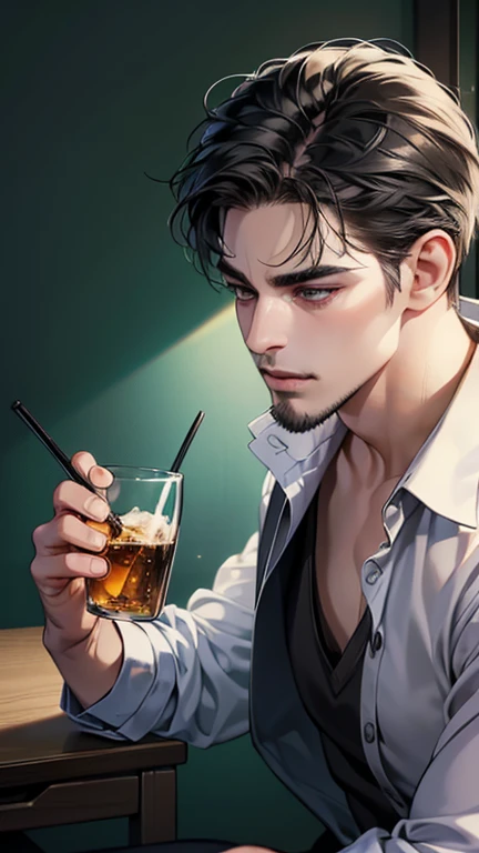 1boy,red background,absurdres,masterpiece,highres,intricately detailed,a Sigma male,sexy,muscular,strutting outdoors,gorgeous eyes,detailed face,pouring rain,outdoors,global illumination,subsurface scattering, drinking cigarette