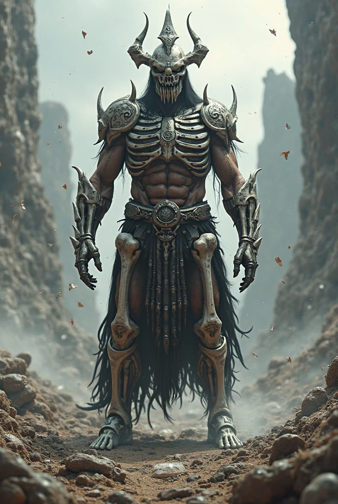 create a barbarian with a skull helmet,with a sword in hand,realistic black and white tattoo style in high definition
