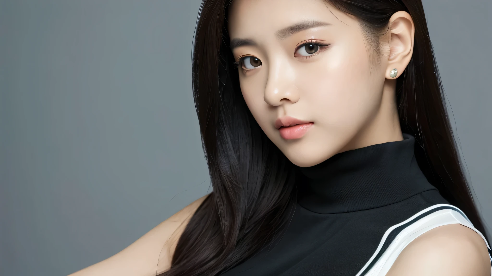 Mina,Black color hair,(best qualtiy,tmasterpiece:1.2),woman,sportrait,bralette,exteriors