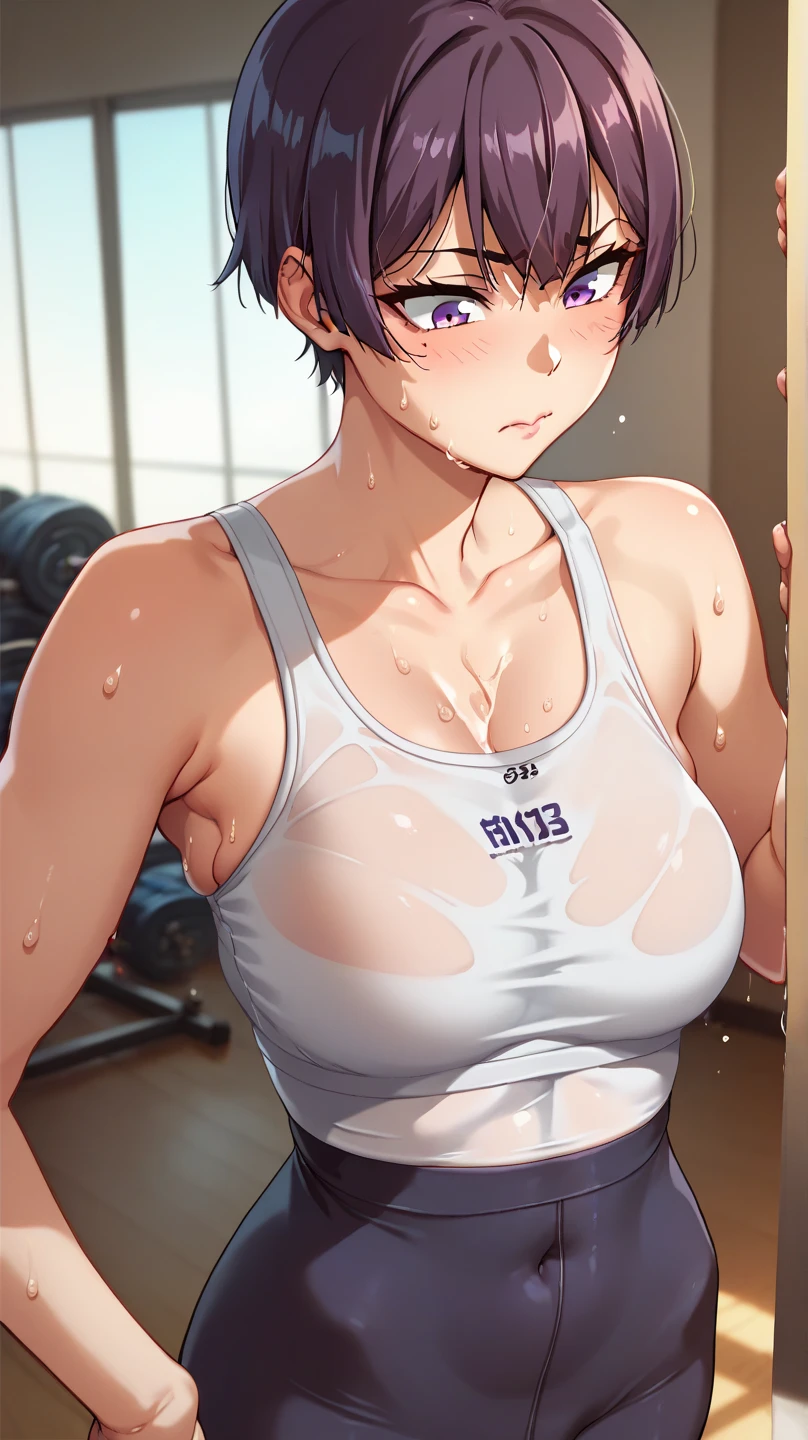 {{A track and field club girlfriend has intense and greedy vaginal sex with her boyfriend}}, (32k, anime: 0.8), 6+ girl, {{A girl has intense vaginal sex with a man:1.5}}, (18 year old girl: 1.4), A neat and clean woman, (Bouncing Ample breasts: 1.4), valley, (Cheeky Smile: 1.1), (Black knee socks: 1.1), Camisole, mesh (White, black and light blue Tank top: 0.9), (Tube top: 1.1), T-Shirts, Off-the-shoulder crop top, mini skirt, sneakers, sandals, (Gym suit: 0.9), (Toned body: 0.9), Compression shorts, (Track and field athlete: 1.1), (cute: 1.1), (Purple hair bob cut: 1.1), (Large, bouncy breasts: 1.1), (Nipples rubbed and felt good: 1.2), Front, ((Having intense vaginal sex with a man:1.5)), (Shake your body violently: 1.2), ((The girl pistons her body violently: 1.3)), Hustle, Girl's home, NSFW
