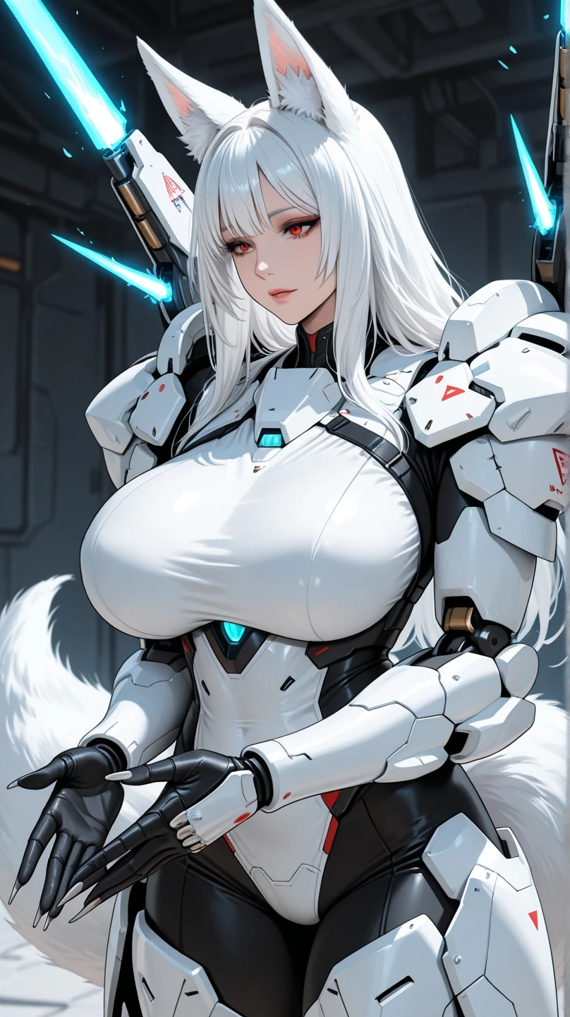(extremely detailed CG unity 8k wallpaper, masterpiece, best quality, ultra-detailed), silver hair, light blue eyes, huge breasts, narrow waist, wide hips, toned, seductive smile, white bathrobe, silver throne, cyber circuits, sci-fi, space, planets, Rei Ryghts