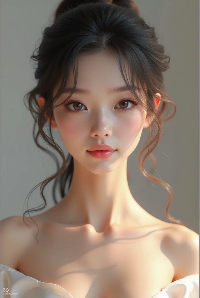 korean woman, (masterpiece, pretty person, polluted smile), virtual youtube, detailed skin texture, detailed cloth texture, beautifully detailed face, masterpiece, collarbone,