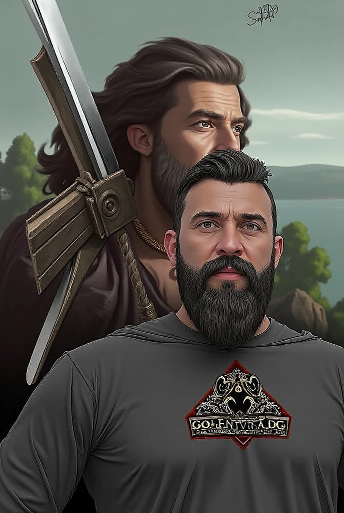 a close up of a man with a beard and a beardless man with a beard, human male character art, muscular male hero, rpg character art, rugged male ranger, muscular characters, hero character art, artgerm and genzoman, detailed character art, male character, rpg character, male character design, rpg character avatar, d & d fantasy character