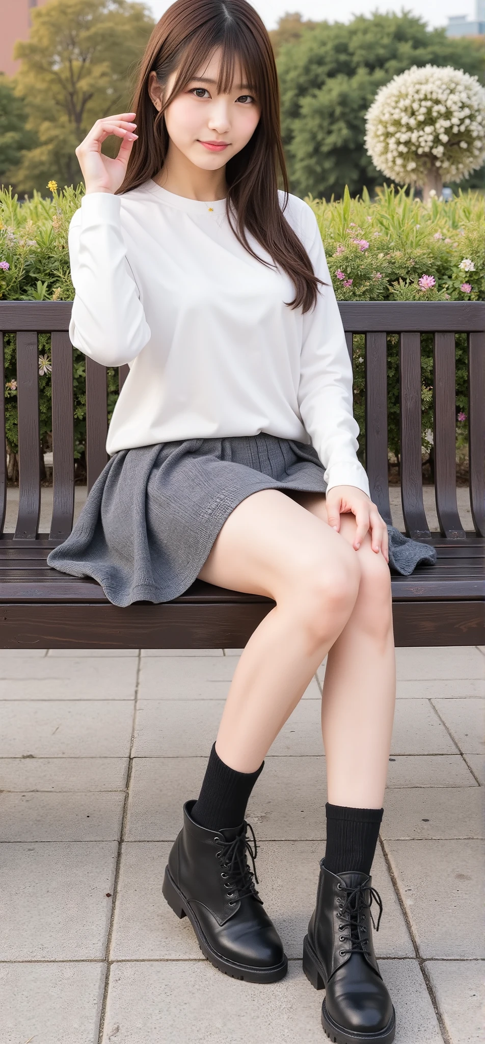 RAW Photo, Highest image quality, 8K, real, real, super fine, super fineビューティー, professional writing, facial writing, Depth of the bounds written, single focus, whole body, 25 year old female, small head, beautiful eyes, realな顔, realな肌, narrow eyes, (Fashionable hair:1. 3), beautiful woman, pretty face, fashion girl, camisole, Campaign Girl、walk in the park、smile、beautiful feet、thighs、long legs