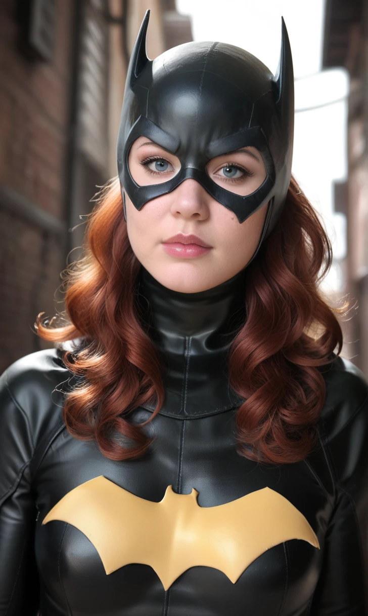 score_9, score_8_up, score_7_up, BREAK, zy_batgirl, 1girl, mask, superhero, bodysuit, long hair, blue eyes, portrait, realistic, photo, real hair, detailed skin, dark alley, highly detailed, detailed skin, depth of field, film grain, <lora:zy_Batgirl_PonyRealism_v1:0.7>