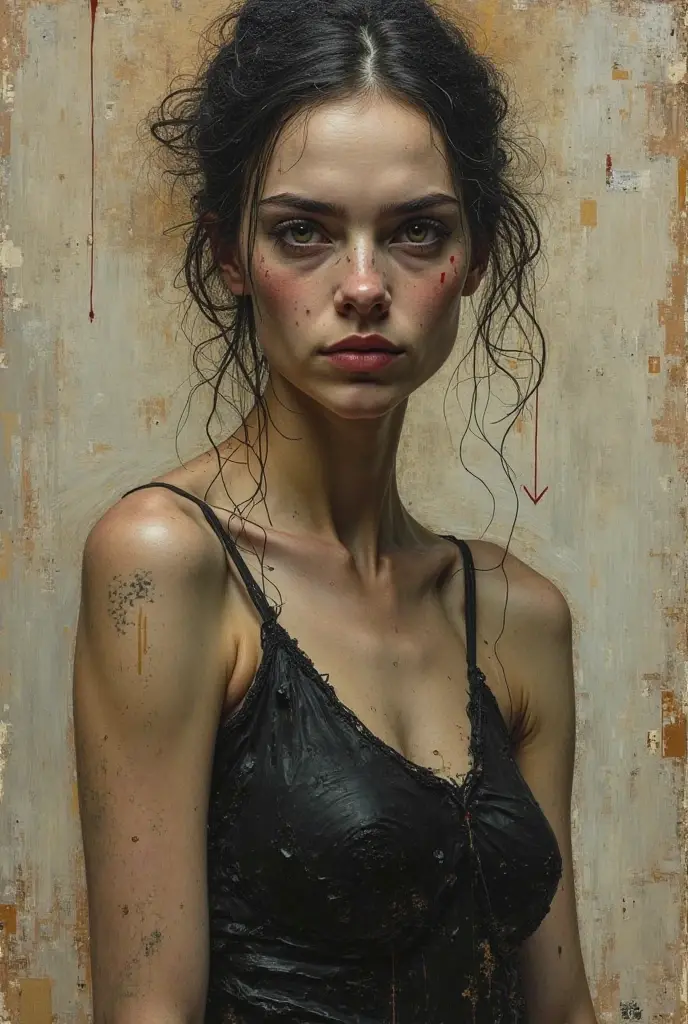 beautiful skinny woman, extremely detailed face, long eyelashes, full body, historic oil painting, dramatic lighting, moody colors, cinematic composition, chiaroscuro, masterpiece, 8k, highest quality