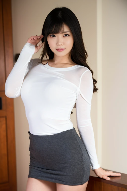 - [ ] photorealistic:1.37, masterpiece, best quality, raw photo, absurdres, uhd, 1girl, wavy hair, brown hair, seductive , looking at viewer, in the large meeting room of the office in the high tower office building in  Tokyo ,Tokyo tower,intricate detail, detailed background, detailed skin, pore, highres, hdr , presentation to ten men , beautiful model, soft light to the face,JP_MODELS, nude,opening white shirts  , midium breasts, a 30 yo woman
