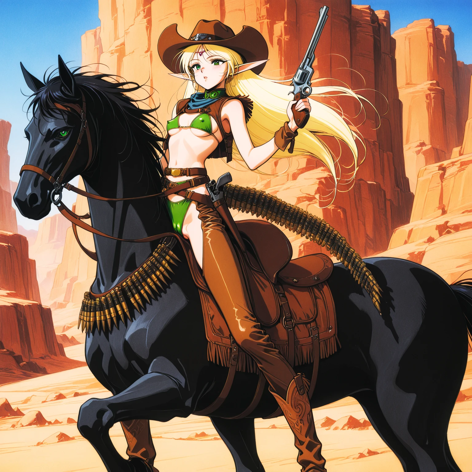whiteマント　horse　Cool women　Abdominal muscles　pants　white　long　Big gun　anime　