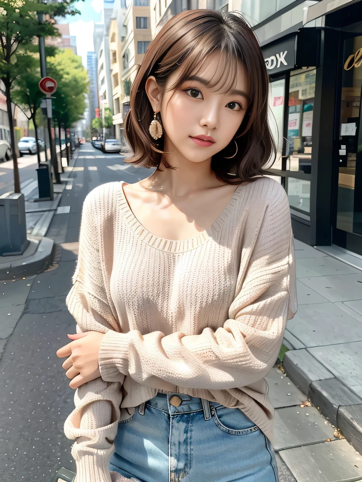 one girl, (a beauty girl, delicate girl:1.3), (13 years old, loli:1.3),
break, nsfw, ((panties, white panties, lifted sweater), long knit sweater, one-piece:1.1),
break, very fine eye definition, (symmetrical eyes:1.3),
break, (street snap:1.3), perfectly trimmed fingers,
break, small breasts, brown eyes, parted bangs, brown hair, girl,
break, (eyes and faces with detailed:1.0),
break, (masterpiece, best quality, ultra detailed, detailed face, 8k)