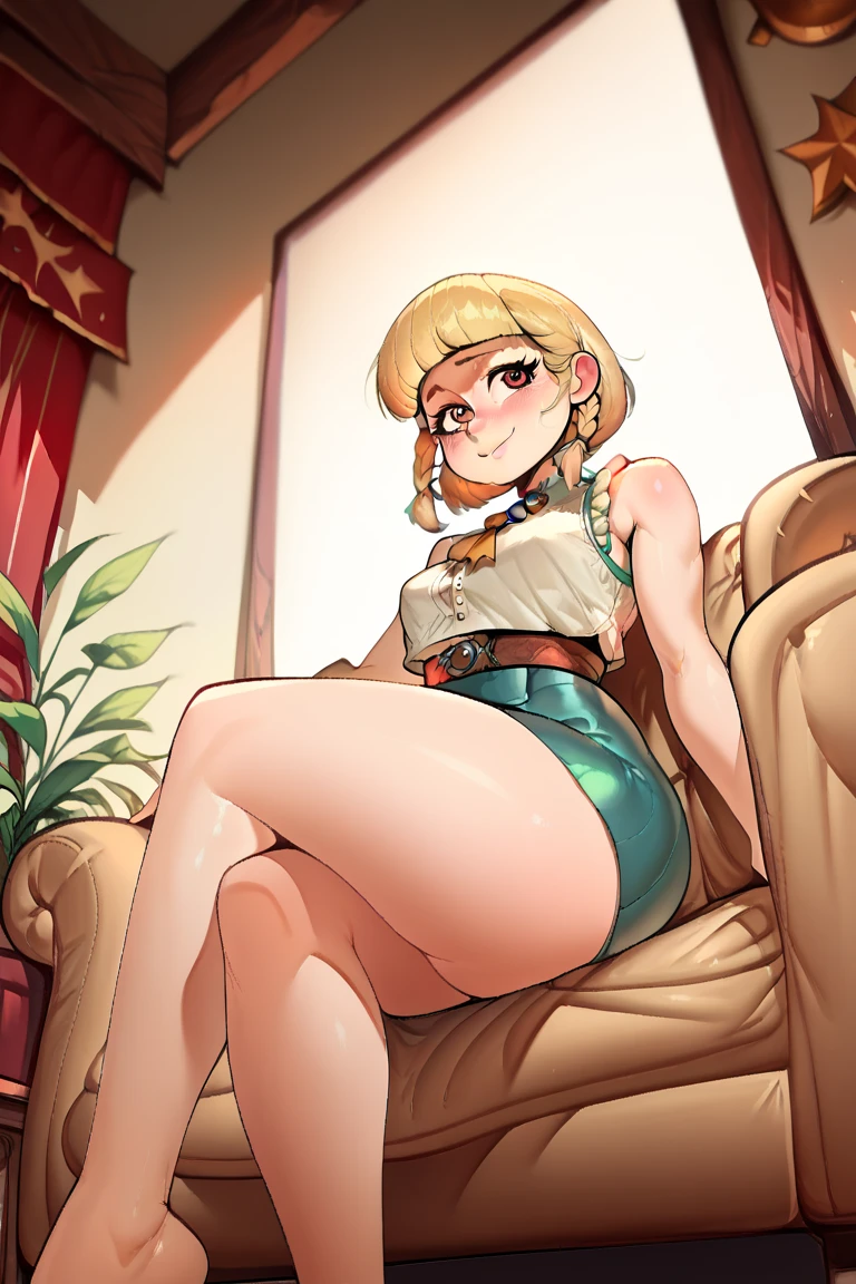 score_9, score_8_up, score_7_up, BREAK
GreenDress_Carrot_ownwaifu,
1girl, blonde hair, rabbit girl, short hair, furry female, rabbit tail, animal ears, brown eyes, rabbit ears, buck teeth, large breasts, animal nose, body fur, white fur, collarbone, bare legs, colored skin,
dress, green dress, short sleeves, puffy sleeves, bow, cleavage, puffy short sleeves, frills, green shirt, short dress,
(sitting, spread legs), arms behind back, couch, window shade, indoors, <lora:PONYXL_ONEPIECE_Carrot_ownwaifu:0.95> , depth of field, solo,