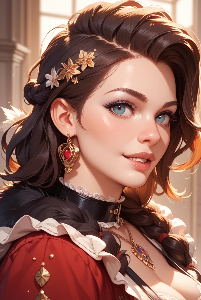 Personagem mulher Rainha Anna de Arendelle com marcas de guerras Imagem de desenho animado de uma mulher .Ilustra??o estilo desenho animado, estilo de arte dos desenhos animados, estilo de arte dos desenhos animados, estilo de illustration digital, design de personagens altamente detalhado, arte digital detalhada coragem, Forest fan art, Design de personagens de retrato, linda illustration digital, retrato de alta qualidade, Arte em quadrinhos, mulher jovem cabelo com transas lindas . Queen Anna of ArendelleBeautiful lined eyes Medium large bust and wonderful sexy clothes. expressão de imagem de desejo sexual da cintura à illustration da cabeça Rainha Anna de Arendellerealista, 1 garota, accent lighting, brilho, obra de arte, melhor qualidade, 1 garota, cabelo longo loiro ondulado, olhos azuis, equestrian uniform, (obra de arte:1.4), melhor qualidade, ((realista)), alta qualidade, ultra detalhado, (illustration:1.05), (lindo:1.05), (lindo detailed eyes:1.05), (Cinematic Light:1.1), corar, lua, noite, rosas, rosa pastel, Gothic Tetradic Colors, brilho, seios grandes, coxas grossasTurnaround sheet