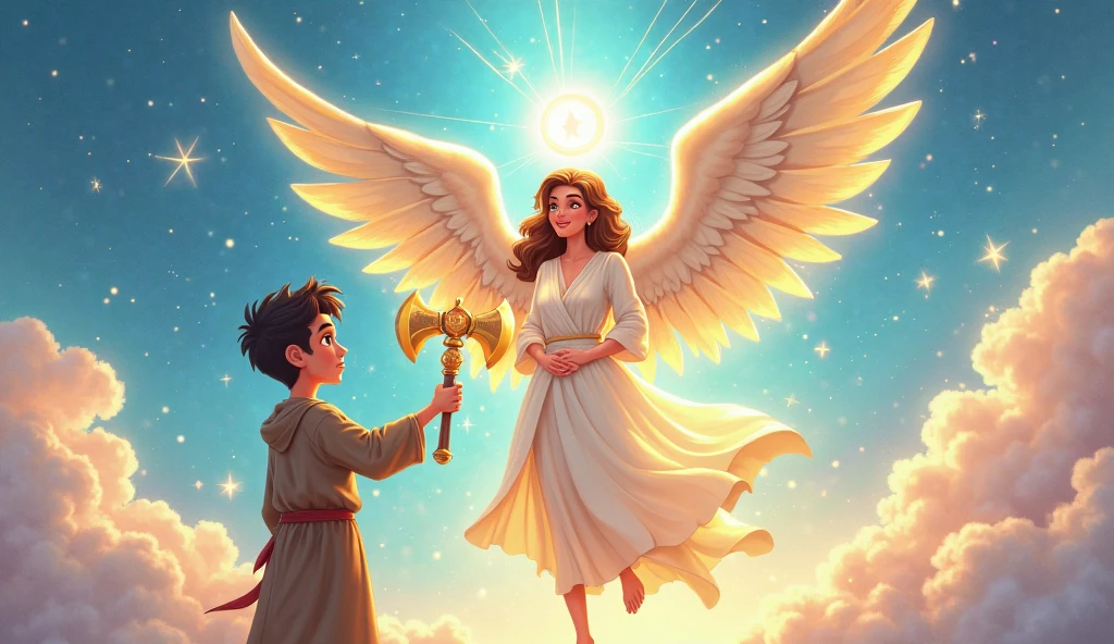 Make a child with wings, holding the holy Bible in his hands, imagem para capa de desenho infantil --auto