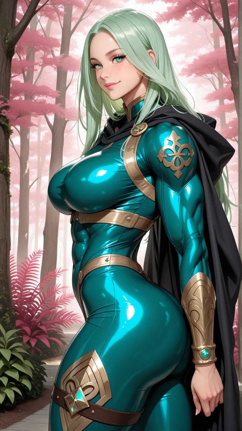 extremely long hair , ponytail, perfect anatomy 1 girl tall solo, slim thick, ((muscular)) high elf toned body, silver breast plate, aqua blue cape, slendered abs, hourglass waist, aqua blue bra, (garter), golden intricate details, detailed face, defined cheekbones, puffy lips, gauntlets, gold crown, shadow over eyes, looking at viewer, masterpiece, aqua blue thigh highs lingerie,