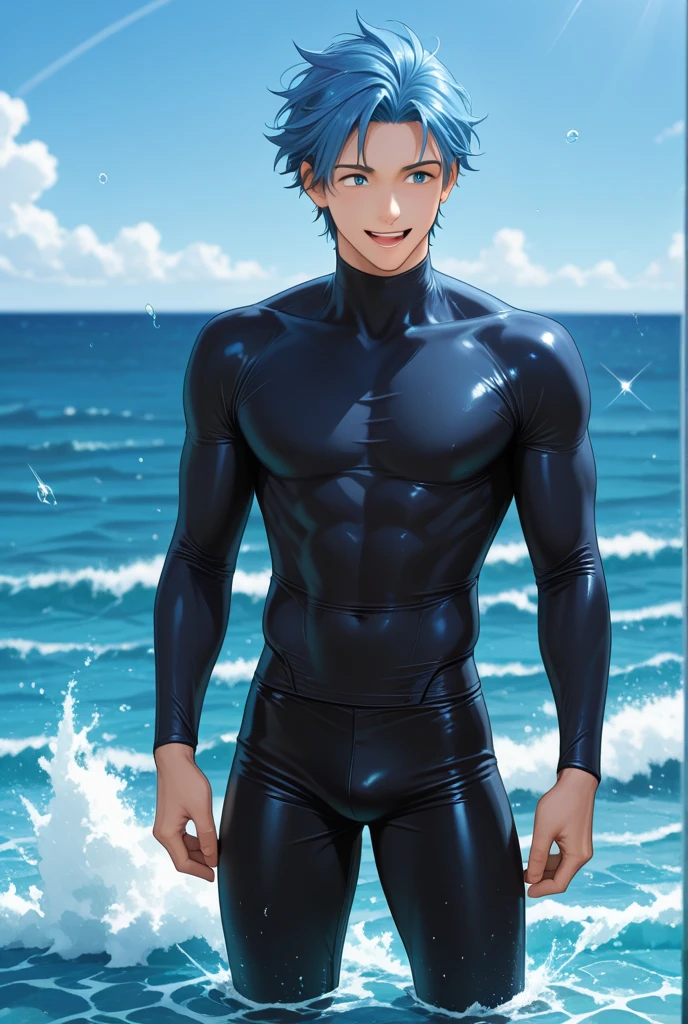 Kingdom hearts、((sky))、Arms behind back（A young boy is restrained and has a large erection、Kneeling with the crotch open、Mouth gag、）、naked、Brown Hair、cute、Spiky hair、Are crying、Looks disgusting、（（A tight-fitting rubber suit、））sexy、from the front