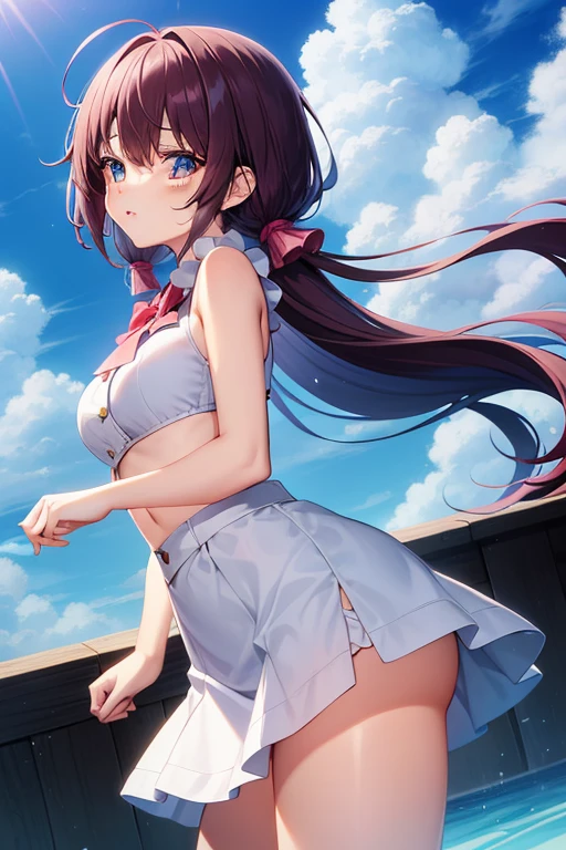 5 year old girls lifting up their skirts without panties while wet