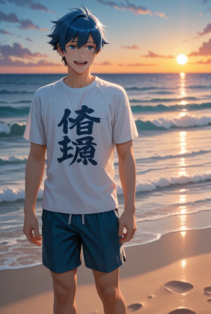 realisticlying、Selfie of an 18-year-old boy、Bulging pubic area、Wearing a T-shirt sea bread、the beach