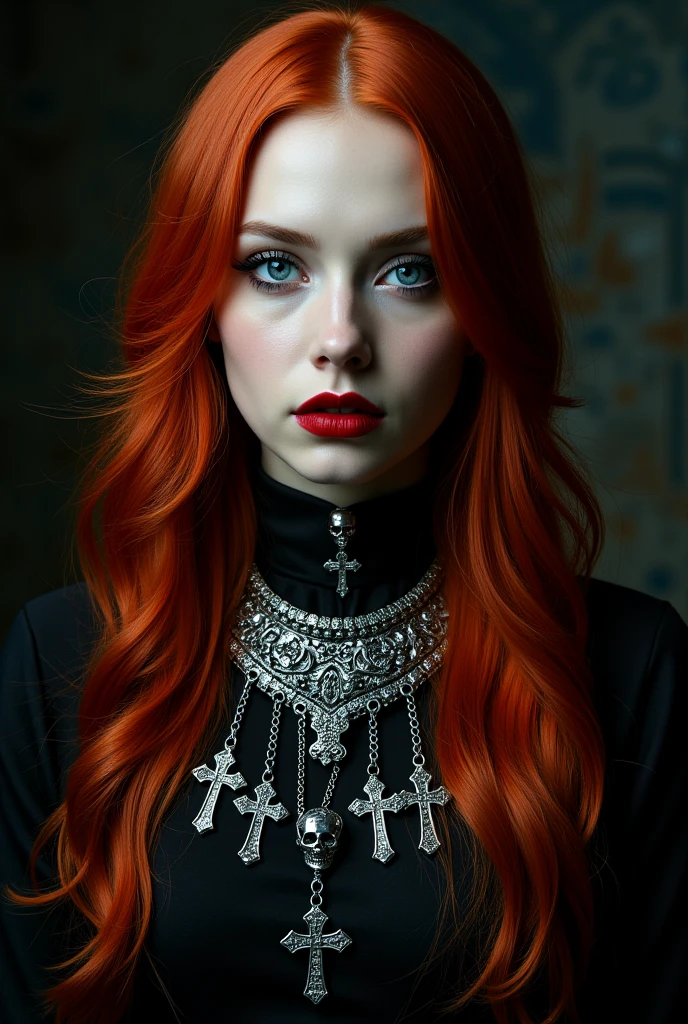 RED HAIR BRAIDS KIDS CABELO LONGO, Gothic cross, cruz, CROSSES WITH LIT CANDLES in hand.