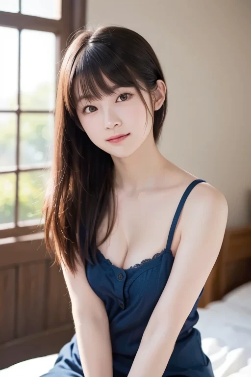 flying debris、Highest quality、shape、 Very detailed、Finer details、 High resolution、8K デンデ wallpaper、完璧なダイナミックな構shape、2. Beautiful girl、clear、Beautiful face in every detail、Beautiful eyes in every detail、Rough skin、A faint smile、Small breasts、Knit dress、Neon Light、Blue background,whole body、Navy blue clothes