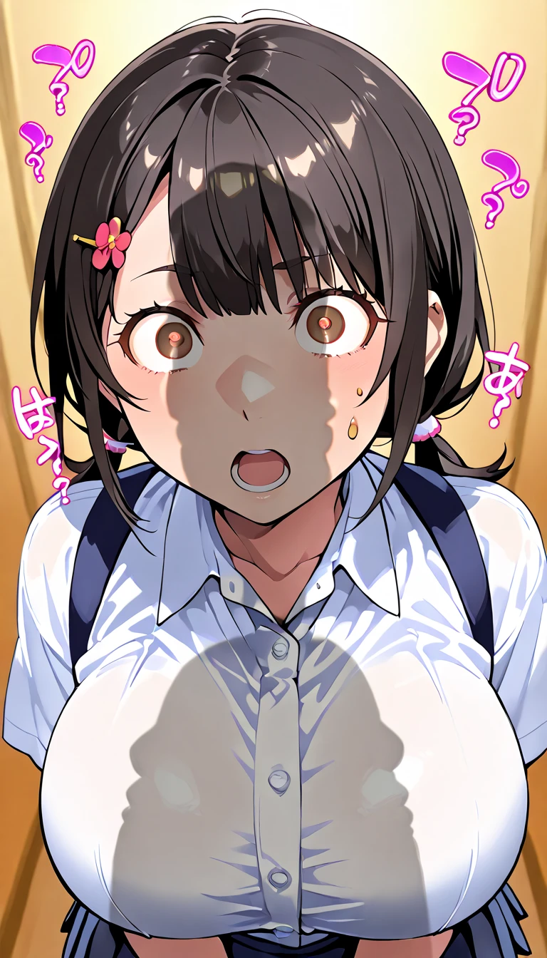 nsfw,,fellatio,portrait, female kneeling on floor,sucking a penis hardly,(tanned skin,tanned adult female:1.2), (black hair),short hair,bukkake on face,,white dress shirt,cream school cardigan,pleated checked skirt,at public restroom,look up,(blushed:1.2),trembling,(adult curvy body:1.1),bukkake on face,dirty floor,desperate and crying,excessive cum