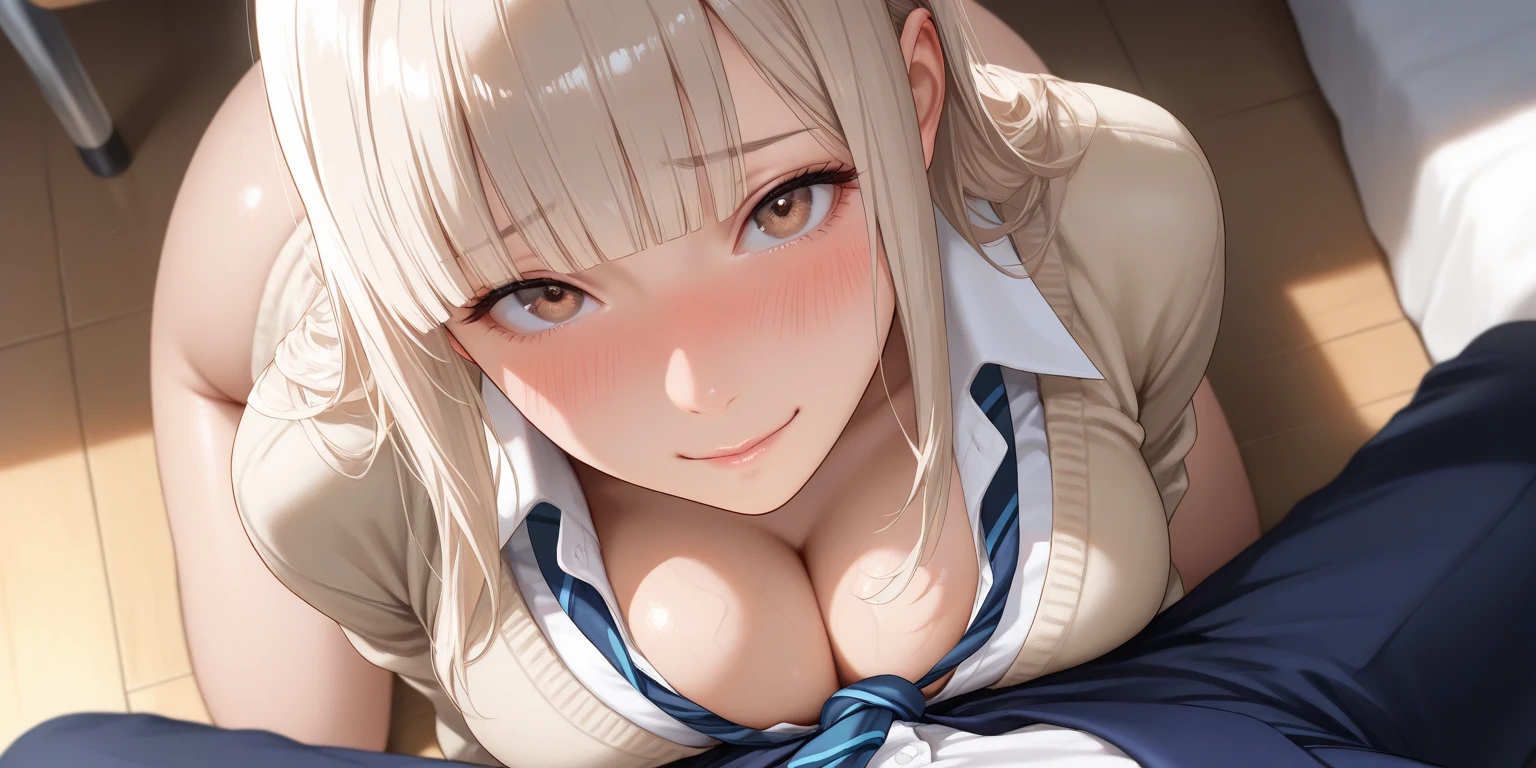 (huge breasts), (((masterpiece, best quality))), cute girl, twin tail blonde, bare shoulders, kimono