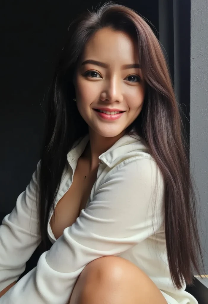 (best quality, masterpiece:1.2), white background, realistic, crew neck, closed-neckline, pants, (business jacket:1.2), (brown hair:1.2), big eyes, beautiful woman, smile, eyelashes, highly detailed face, fierce look, angry look, (long sleeved shirt: 1.2), looks like a naughty celebrity but is a good girl, virgin girl, inexperienced virgin girl, full body, (slanted angry eyebrows: 1.7), (discrete sex appeal: 1.0), (big kind smile: 1.2), (open mouth smile: 1.2), (happy: 1.2), (kind face: 1.2), (genuine smile: 1.2), (genuine smiling eyes: 1.2), innocent girl that looks naughty