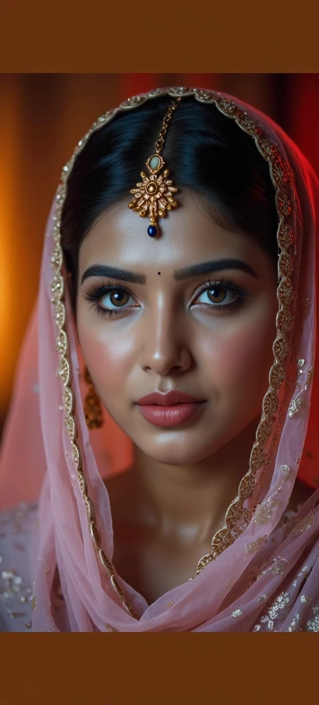 (best quality, 4k, 8k, high resolution, masterpiece: 1.2), extremely detailed, (realistic, photorealistic, photorealistic: 1.37), vibrant colors, gorgeous, young Pakistani girl, beautiful detailed eyes, beautiful details, big breasts (1.3), colorful brocade bra