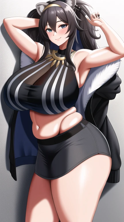Anime Style。lovely。 but busty girl。The bust is very large and heavy, but the waist is very thin。 cute Thick thighs but thin legs。The butt is firm and large。 Her chest is so large that you can see the sides of her chest even when seen from behind.。 She is touching her breasts with both hands and kneading both breasts up and down and left and right until they lose their shape.。 A bikini with a deep cleavage。