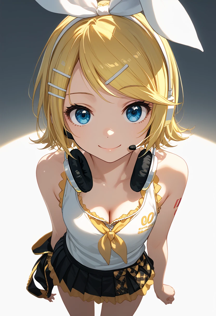 Photo of beautiful jpn-gyaru, masterpiece, 1 girl,
(8 years old:1.4), Cyborg girl with blonde bob hair and blue eyes and dark skin, (blonde bob hair: 1.2), big breasts, smile, (mechanical bunny ears headband: 1.2), headphones, (mechanized limb),white leotard, (crescent moon sunset:1.3), bayside, shore, cowboy shot,