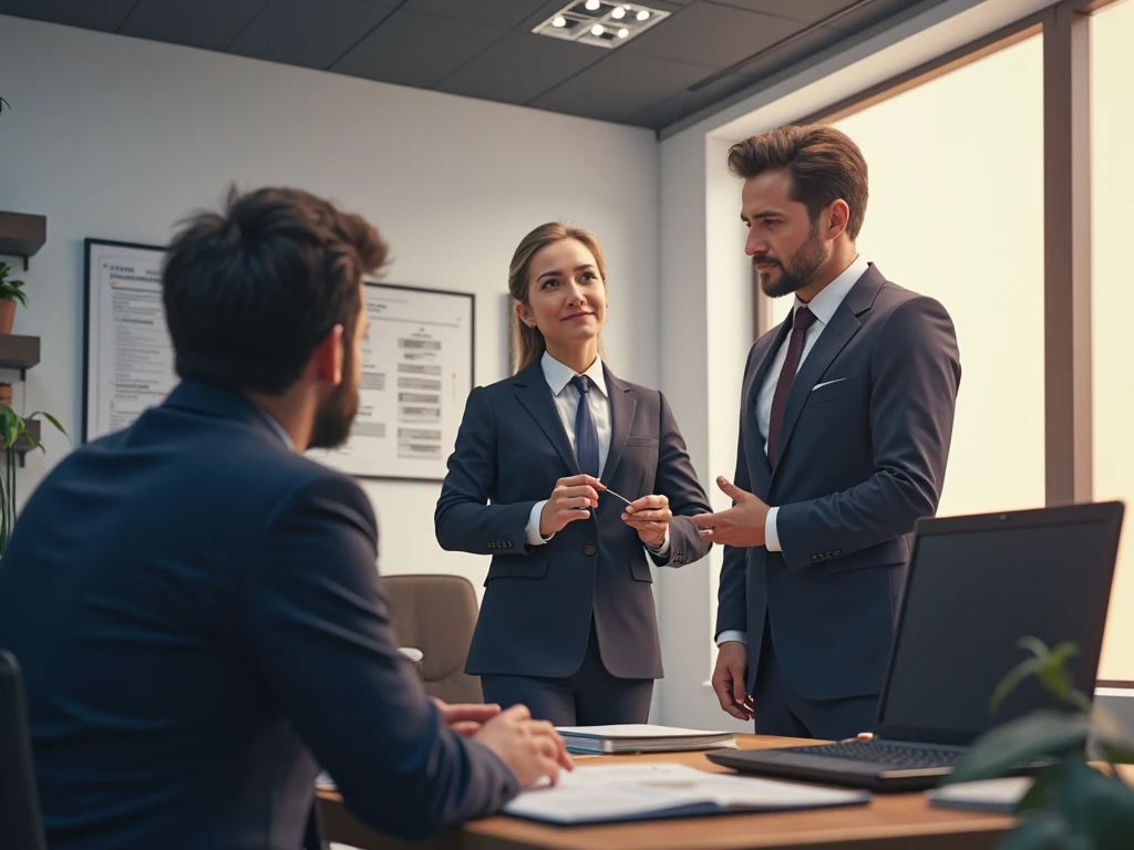 Conversation in office, male psychologist, harmony