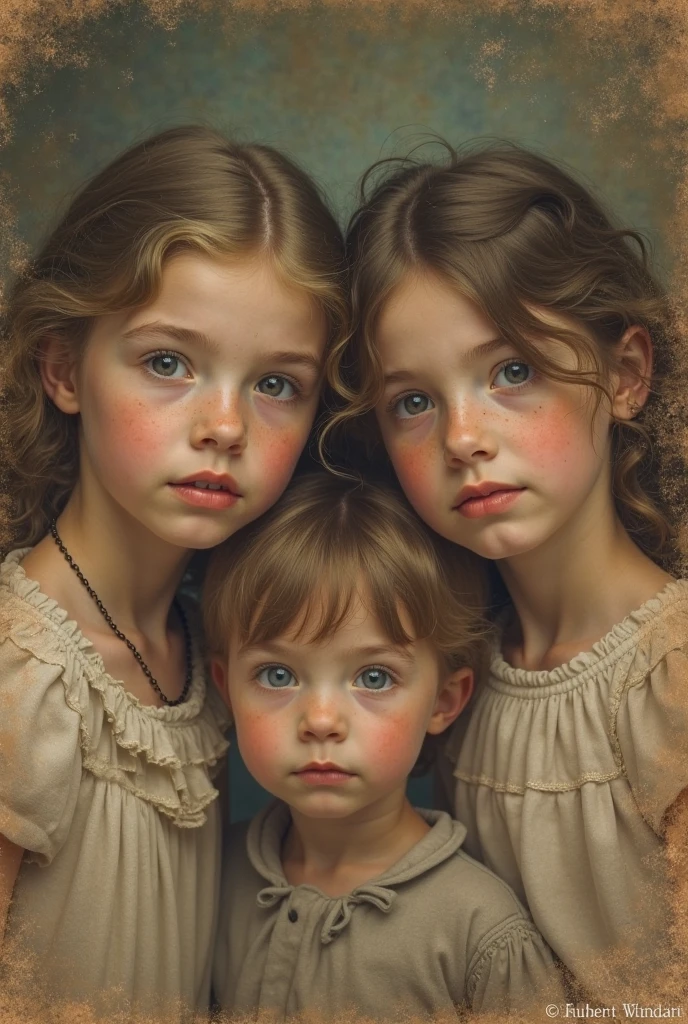 GIRLS Russian children aged 10 years, loiro cabelos compridos, retrato, JAQUETA PRETA E ROUPA PRETA, fundo amarelo.