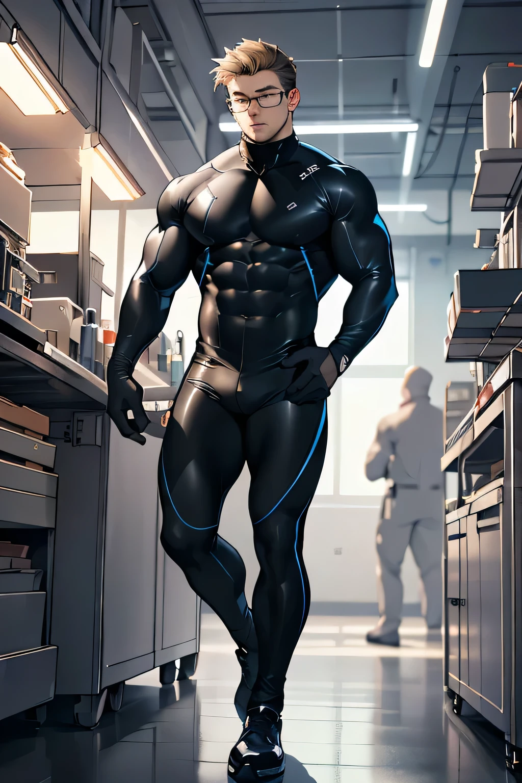 Homem alto, corpo atletico, pele morena, pelos corporais, cabelo curto castanho, barba desenhada, cueca branca, LARGE BULGE IN THE UNDERWEAR, flexed biceps, robotic artificial leg prosthesis, Homem com pernas amputadas oscar pistorius , Oscar Pistorius, Robotic legs, big buttock, ambiente de quarto, highes definition, Alta qualidade e realista, foto de corpo inteiro
