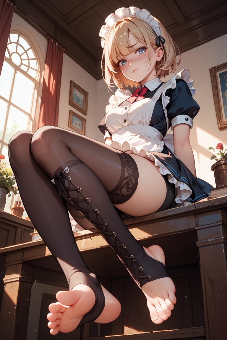 (masterpiece), 4K,beautiful girl,More than one person,Gothic One Piece,Small breasts,Small Ass,Curly Twin Tails,Light bulb lighting,Realistic, skinny, Big smile,Garter Stockings,good,((,Wear bloomers under your skirt)),Sitting,((Frilled Skirt)),Angle from below,Tea time with friends
