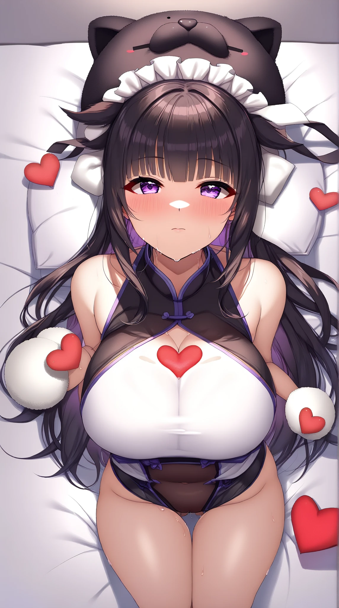 One Woman、Cute Woman、Thighs、Best image quality、High resolution、masterpiece、super high quality、Spread your legs、Cute Bra、Cute Panties、I see pink panties、Small Ass、big 、Blushing、4K quality、Blushing、Proud face、Wearing black knee socks、bed、Spread your legs wide、Panty shot、Sweaty all over、Heavy breathing、My chest is bouncing up and down、heart、A mean look、Low Angle、Zoom in on the crotch