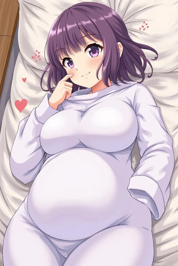 (masterpiece:1.3), (Absurd:1.3), (highest quality:1.3), The Hands of Guido Daniele, (Very detailed:1.3), (Best Shadow:0.7), (Processed Hair), One girl, alone, S1, aizawa ema, , (medium Breasts:1.0), (pregnant:1.4), (thick thighs:0.2), (Black hair:1.8), Asymmetrical bangs, Blunt bangs, blue eyes, white hoodie, no bra, (nipple shape:1.0), (simple black thighhighsocks:1.0), cute face, panic face, (embarrassed:1.1), in the bed room, on the bed, co-sleeping, open legs,