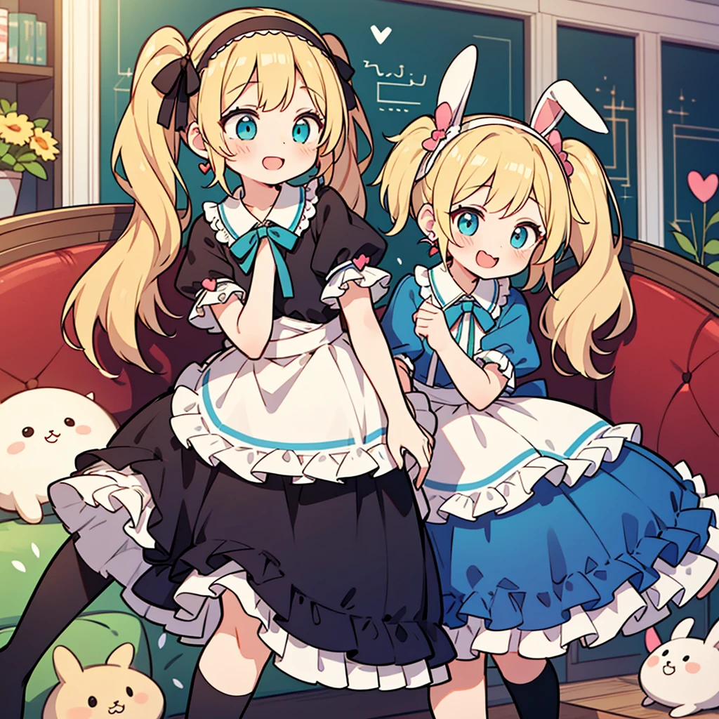 ((trio:1.3)),((Alice in Wonderland:1.3)),((A vibrant and lively background:1.2)),(Pop and cute polka dot pattern:1.45)),((You are the main character!:1.2)),((Beautiful images:1.15)),((high quality:1.15)),((Perfect graphics:1.15)),(((girl、Lady:1.2))),Big smile,(blush、Embarrassed laugh:1.25),(white、pink、cream、black、yellow)