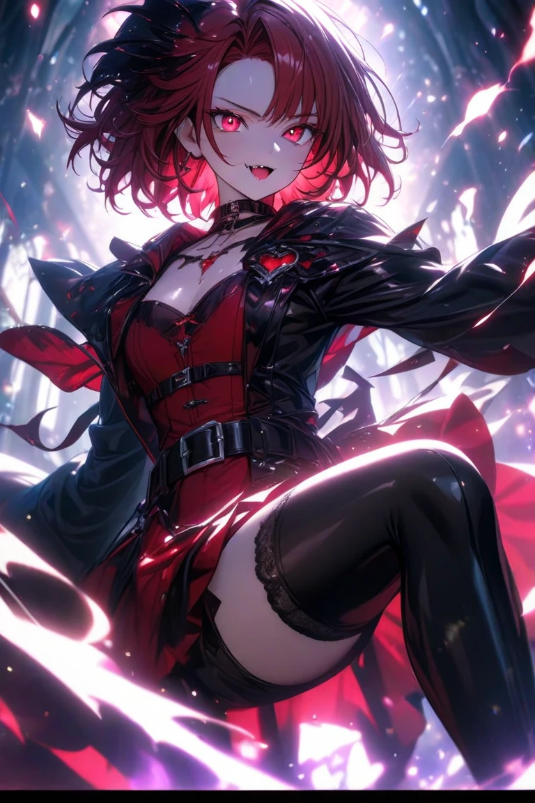 masutepiece, Best Quality, Black Dress, shock, Hand Sleeves, high-heels, sadistic, Smile
